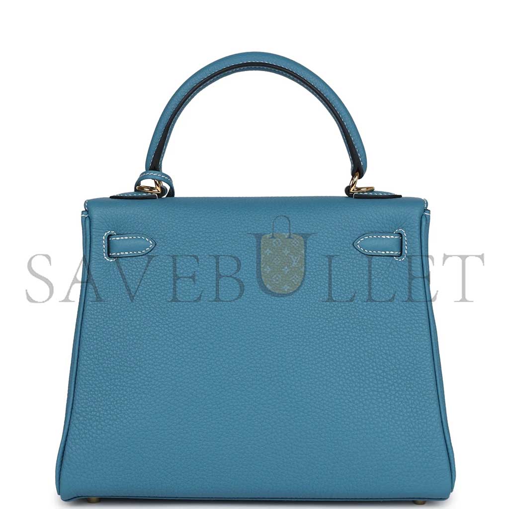 H**mes master kelly retourne 25 blue denim rose gold buckle (25*17*7cm)